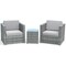 3-Piece Grey Outdoor Sofa Set with High-Quality Rattan & Steel Frame